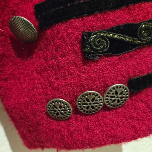 NorthStyle Red Boiled Wool Button-Up Jacket with Artisan Button Detail, Size 2X - Picture 4 of 8